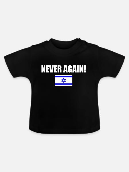 Never again - israel - Baby Bio-T-Shirt mit Rundhals - Schwarz