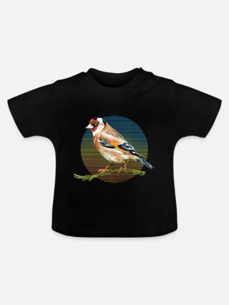 Bunter Vogel - Baby Bio-T-Shirt mit Rundhals - Schwarz