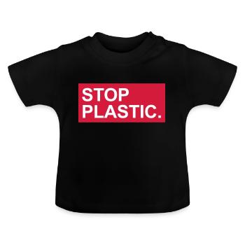 stop-plastic gift - Baby Organic T-Shirt with Round Neck - black - Front
