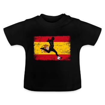 Spanien Fußball Fan von Spanien Mannschaft - Baby Bio-T-Shirt mit Rundhals - Schwarz - Vorne