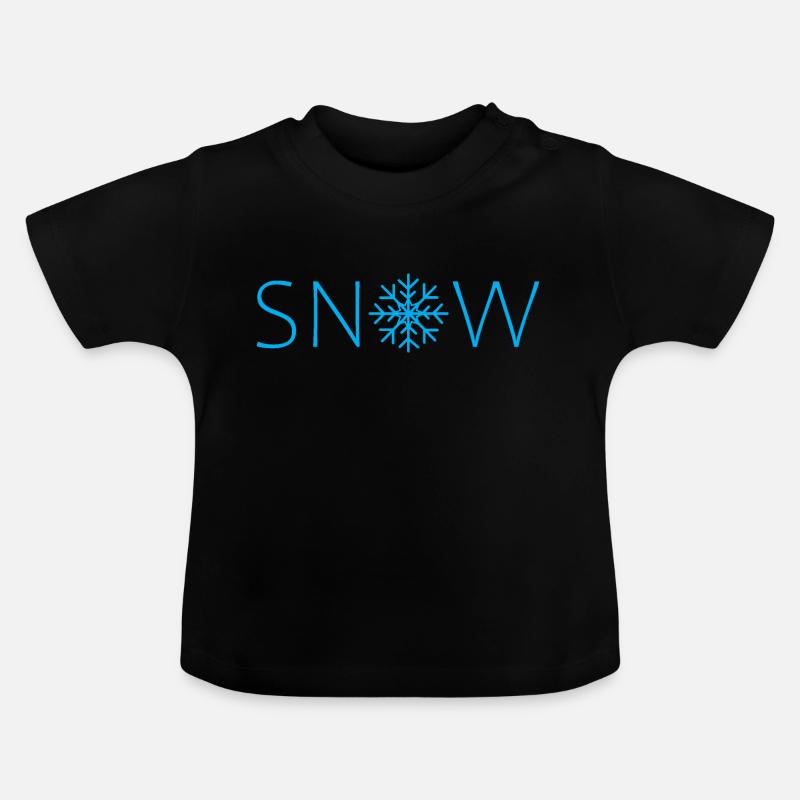 Neige - Neige - Flocon - T-shirt bio col rond Bébé - noir