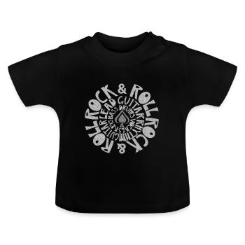 Rock and roll music instruments ace of spades - Baby Organic T-Shirt with Round Neck - black - Front