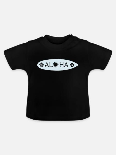 Aloha Surfbrett - Baby Bio-T-Shirt mit Rundhals - Schwarz