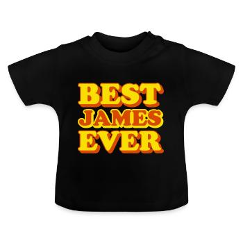 Lustiges Geschenk mit Vornamen James - Baby Bio-T-Shirt mit Rundhals - Schwarz - Vorne