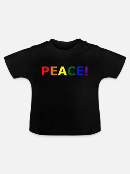 PEACE bunt - Baby Bio-T-Shirt mit Rundhals - Schwarz