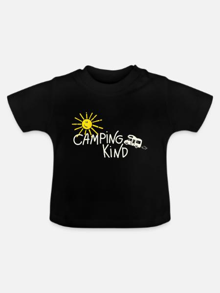 Camping Kind Wohnmobil - Baby Bio-T-Shirt mit Rundhals - Schwarz