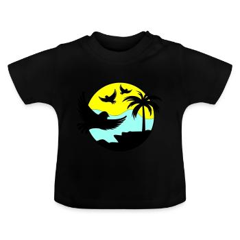 Paradise Birds 02 - Baby Organic T-Shirt with Round Neck - black - Front