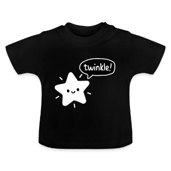 Twinkle! - Cute Star Kawaii - Baby Organic T-Shirt with Round Neck - black - Front