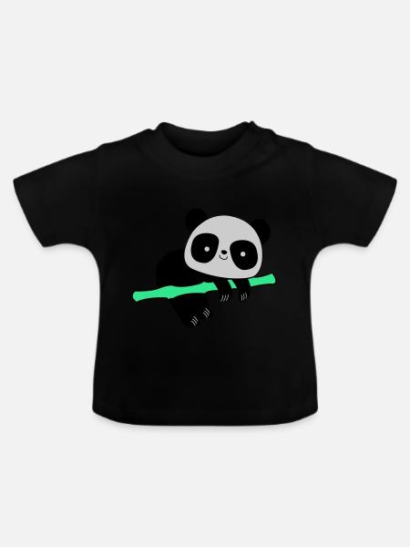 Pandabär - Baby Bio-T-Shirt mit Rundhals - Schwarz