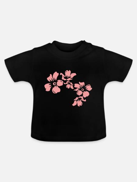 flowers - Baby Bio-T-Shirt mit Rundhals - Schwarz
