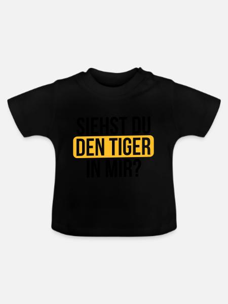 Siehst du den Tiger... - Baby Bio-T-Shirt mit Rundhals - Schwarz