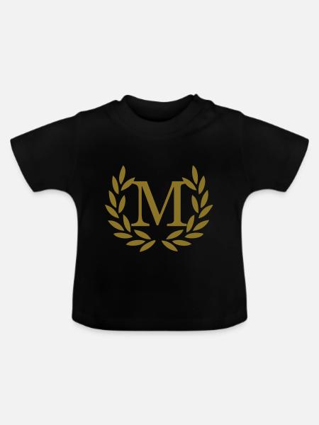 M - Buchstabe - Baby Bio-T-Shirt mit Rundhals - Schwarz