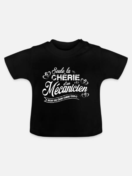 ChériesMécaniciens Geschenk - Baby Bio-T-Shirt mit Rundhals - Schwarz