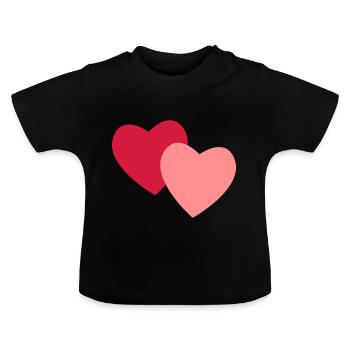 rosa Herzen - Baby Bio-T-Shirt mit Rundhals - Schwarz - Vorne