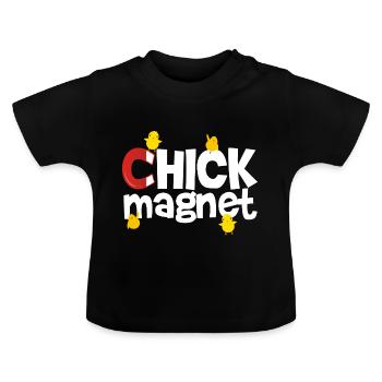 chick magnet - Baby Bio-T-Shirt mit Rundhals - Schwarz - Vorne