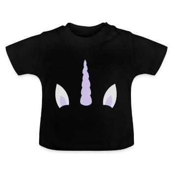 Einhornhorn und Ohren - Baby Bio-T-Shirt mit Rundhals - Schwarz - Vorne