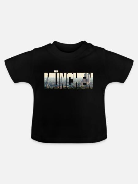 München Panorama - Baby Bio-T-Shirt mit Rundhals - Schwarz