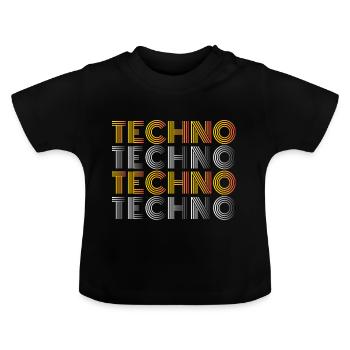 Techno Techno Techno Techno minimal shirt - Baby Organic T-Shirt with Round Neck - black - Front