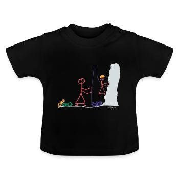 Kletterwand Strichmännchen Freiklettern Sport Frau - Baby Bio-T-Shirt mit Rundhals - Schwarz - Vorne