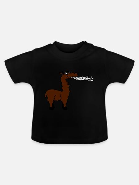 Spitting Llama - Baby Bio-T-Shirt mit Rundhals - Schwarz