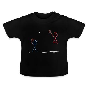 Figure bâton badminton, jouer sport badminton - T-shirt bio col rond Bébé - noir - Devant