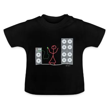 Listening music stick figure loudspeaker boxing job - Baby Organic T-Shirt with Round Neck - black - Front