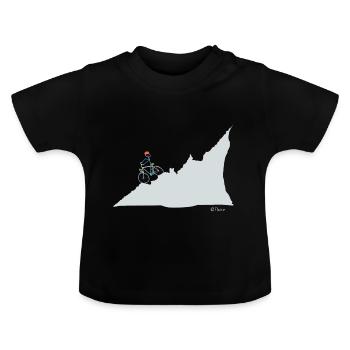 Mountainbike Strichmännchen, Hobby Sport Freizeit - Baby Bio-T-Shirt mit Rundhals - Schwarz - Vorne