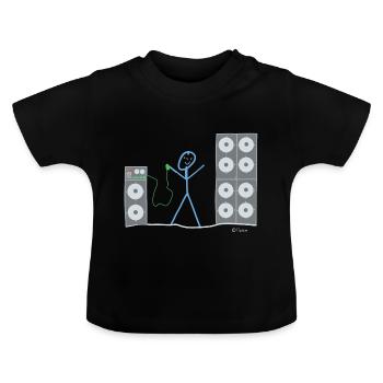 Musik Hören Strichmännchen, Lautsprecher Klänge - Baby Bio-T-Shirt mit Rundhals - Schwarz - Vorne