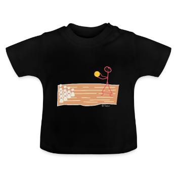 Bonhomme allumette, femme bowling Strike Sport - T-shirt bio col rond Bébé - noir - Devant