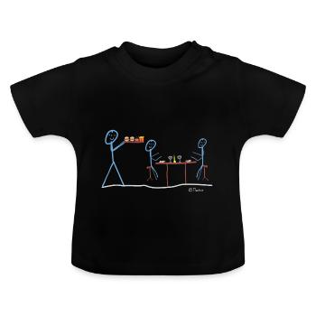 Kellner Strichmännchen, Gastronomie Beruf Ober Job - Baby Bio-T-Shirt mit Rundhals - Schwarz - Vorne