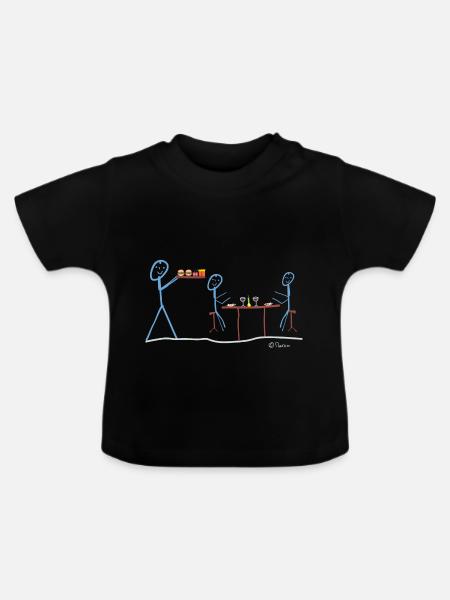 Kellner Strichmännchen, Gastronomie Beruf Ober Job - Baby Bio-T-Shirt mit Rundhals - Schwarz