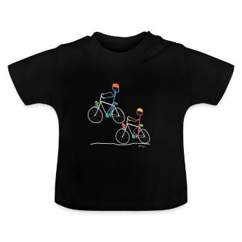 Strichmännchen Radfahrern, Fahrrad Bike Sport Tun - Baby Bio-T-Shirt mit Rundhals - Schwarz - Vorne