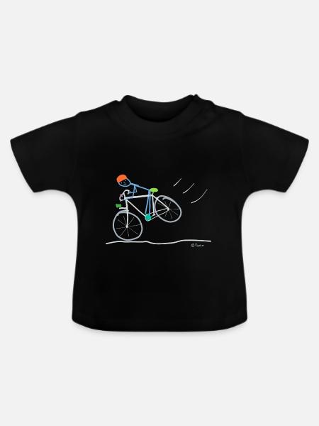 Radsport Strichmännnchen, Team Mannschaft Spaß - Baby Bio-T-Shirt mit Rundhals - Schwarz
