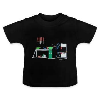 Drechsel stick figure, wood carpenter work - Baby Organic T-Shirt with Round Neck - black - Front