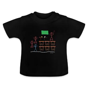 Schülerin Strichmännnchen, Schulklasse lustig job - Baby Bio-T-Shirt mit Rundhals - Schwarz - Vorne