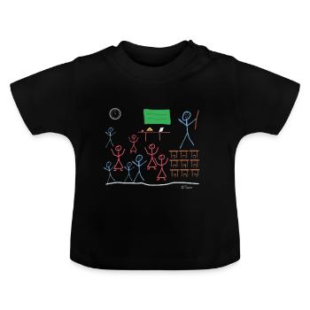 Schulklasse Strichmännchen, Lehrer Schüler Seminar - Baby Bio-T-Shirt mit Rundhals - Schwarz - Vorne