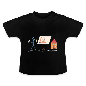 Dessinateur de bâton planificateur Constructeur Travail - T-shirt bio col rond Bébé - noir - Devant