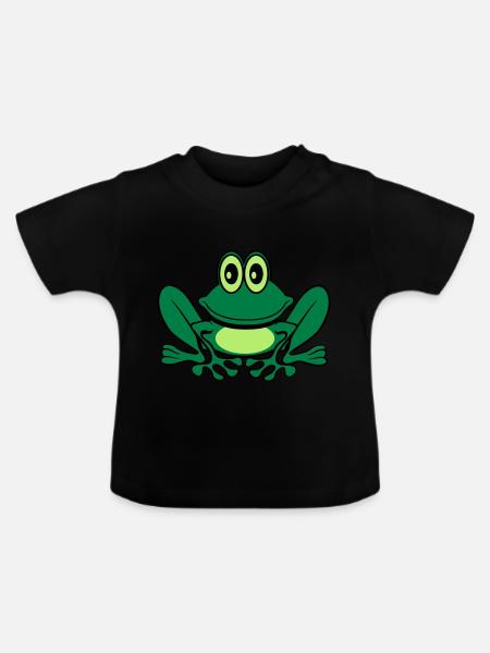 Frosch süss witzig - Baby Bio-T-Shirt mit Rundhals - Schwarz