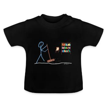 Haushalt Strichmännchen Besen Hausfrau Hausmann - Baby Bio-T-Shirt mit Rundhals - Schwarz - Vorne