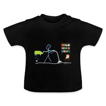 Haushalt Strichmännchen Hausmann Staubsauger Job - Baby Bio-T-Shirt mit Rundhals - Schwarz - Vorne