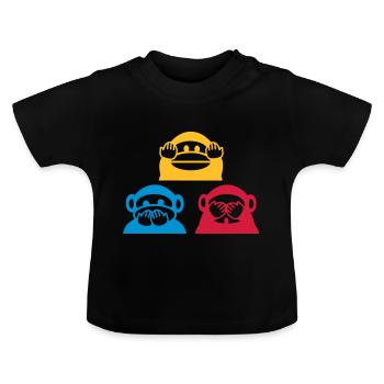 Triangle de trois singes - T-shirt bio col rond Bébé - noir - Devant
