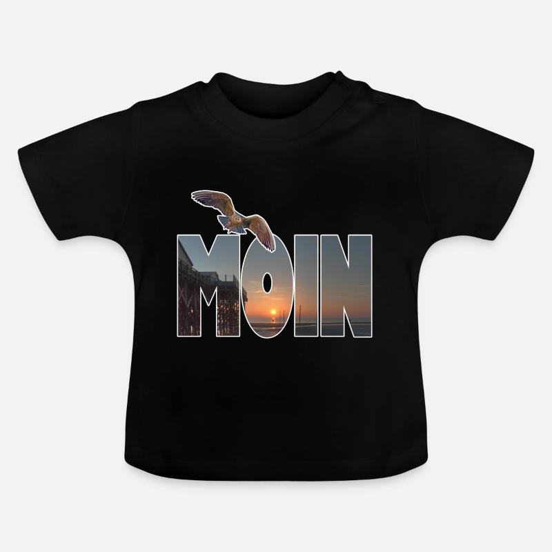 Moin (motif: Saint Peter Ording) - T-shirt bio col rond Bébé - noir