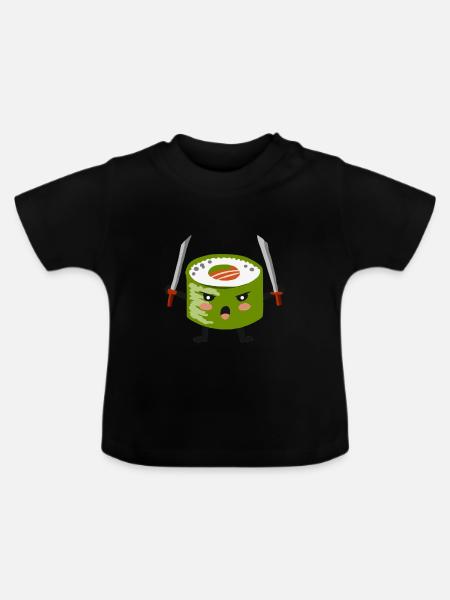 Sushi Samurai Ninja - Baby Bio-T-Shirt mit Rundhals - Schwarz