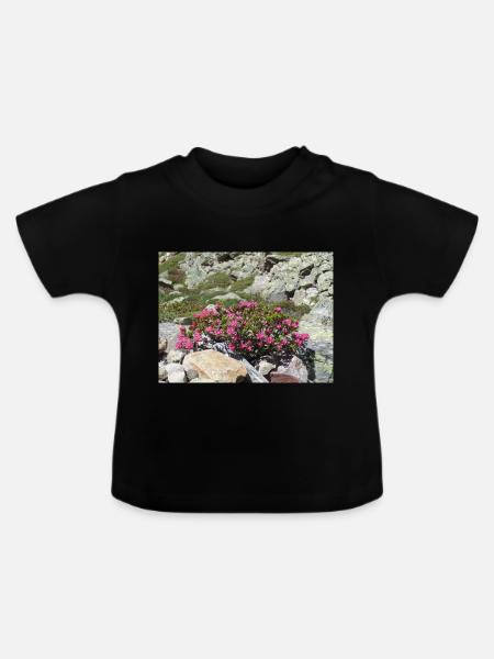 Alpenrosen - Baby Bio-T-Shirt mit Rundhals - Schwarz