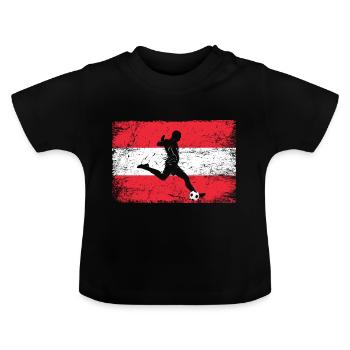 Österreich Fußball Fan von Österreich Mannschaft - Baby Bio-T-Shirt mit Rundhals - Schwarz - Vorne