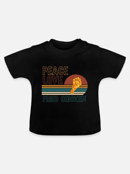Peace Love Fried Chicken - Baby Bio-T-Shirt mit Rundhals - Schwarz