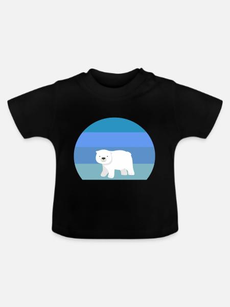 Arktis Tier Retro Eisbär - Baby Bio-T-Shirt mit Rundhals - Schwarz