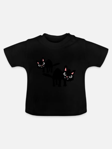 Team lustige Katzen - Baby Bio-T-Shirt mit Rundhals - Schwarz
