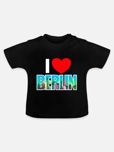 I love berlin - Baby Bio-T-Shirt mit Rundhals - Schwarz