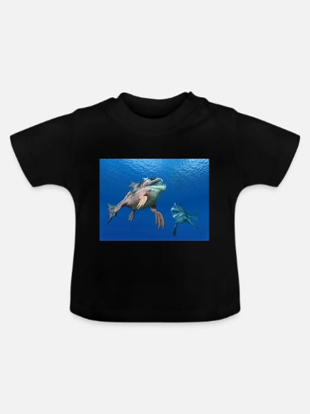 Monströse Fische - Baby Bio-T-Shirt mit Rundhals - Schwarz